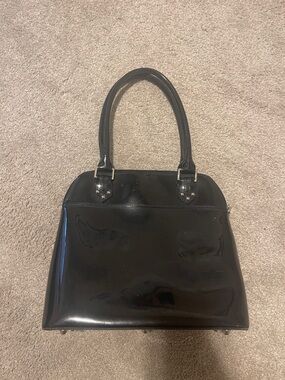 Beijo Black Patent Satchel with Top Handles
